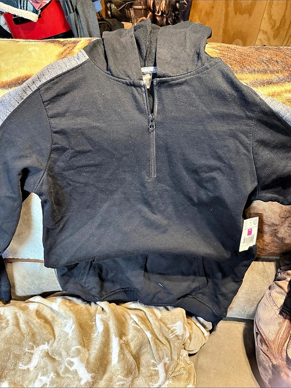 Girls Black Half-Zip Jacket Size 14/16 NWT